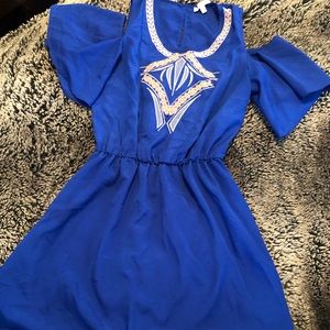 Gianna Bini electric blue dress with neck detail